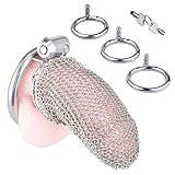 BDSMYEE Chastity Cage Male Metall,Kettenhemd Peniskäfig Metall Keuschheitskäfig Keuschheitsgürtel für Herren,Penis Käfig Sex Spielzeug für die Männer extrem (Lang)
