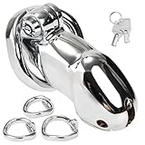 ZWFUN Peniskäfig Chastity Cage Male,Edelstahl Keuschheitskäfig Peniskäfig für Männer Cock Cage SM Penis Bondage Cock Cage Gerät Erwachsene Keuschheit Sexspielzeug Metall Peniskäfig（3-Ring-Set）