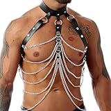 BDSMLOVE Harness Männer Leder,Sissy Dessous Männer Fetisch sexy Unterwäsche für Mann,Festival Outfit Gay Unterwäsche Herren erotische Dessus Reizwäsche für Sex Männer (weiße Kette)