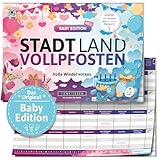 DENKRIESEN - Stadt Land VOLLPFOSTEN® - Baby Edition | DIN A4 Spielblock | Ab 9 Jahren | Stadt Land Fluss | Familienspiel | Ideal für lustige Runden mit der Familie | Perfekt für Baby-Partys