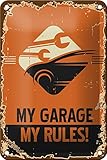 FEMER Blechschild Retro 12x18cm Auto My Garage My Rules Dekoration