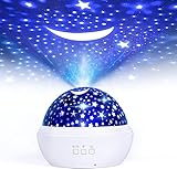 FISHOAKY Sternenhimmel Projektor Kinder, 360°Drehen Nachtlicht, 8 Farben Baby Star Projektionslampe, Projektion Films Nachtlicht Lampe für Baby, Weihnachtsgeschenke, Geburtstagsgeschenke