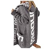Generisch Damen Strickjacke Lang Cardigan Kapuzenpullover Grobstrickjacke Strickmantel mit Kapuze Cardigan Strickpullover Herbst Winter Jacke Sweater Outerwear S-XXL