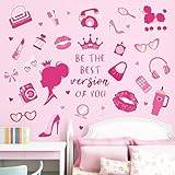 decalmile Wandtattoo Mädchen Rosa Prinzessin Wandaufkleber Polka Dots Herz Wandsticker Mädchen Schlafzimmer Wohnzimmer Kinderzimmer Wanddeko