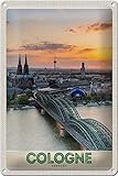 Femer Blechschild Reise 20x30 cm Köln Deutschlan Stadttrip Dom Brücke Schild tin Sign