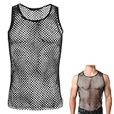 Latex Similar Men's Top - Shirt Sleeve with Fishnet Inserts