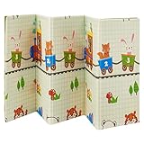 Juskys Kinder Spielmatte Toni 180x200 cm Tiere - XXL Matte für Babys - Schaumstoff Spielteppich faltbar, Soft & wendbar - Boden - Krabbelmatte Grün