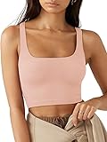 Rongseng Damen Crop Tops Sexy Ärmellos Quadratischer Hals Tank Top Sport Oberteile Kurz Fitted Gerippt Corset Top Basic Shirt Camisole