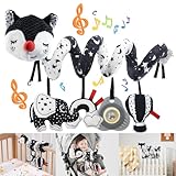 Coriver Kinderwagen Spielzeug, Schwarz Weiß Kontrast, Spirale Activity Babyschale Spielzeug, Hängendes Spielzeug für Autositz Mobile Kinderbett, Sensorik Geschenk für Neugeborenen ab 0-12 Monaten