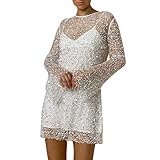 Damen Glitzer Kleid Pailletten Durchsichtige Netz Abendkleider Mode Elegant Cocktailkleid Elegant Einfarbig Freizeitkleid Lässig Casual Party Festivaloutfit