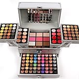 JasCherry 132 Farben Lidschatten Makeup Paletten Mischen Matt und Schimmer mit Lipgloss, Concealer, Blush Rouge, Pressed Powder - Pulver Augenschatten Make Up Etui Box - Satte Kosmetik Eyeshadow