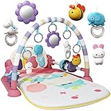 JOVOW Piano-Gym Spieldecke Baby 0-36 Monate, Krabbeldecke für Baby mit Musik und Lichtern, Babyspielmatte mit Spielbogen abnehmbarem Babyspielzeug Geeignet, Geschenk für Kleinkinder 0-36 Monate