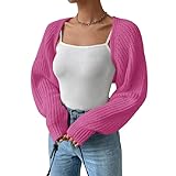 KUKEYIEE Damen Langer Puffärmel Pullover Strickpullover Pullover Crop Top Mode Cover Strick Top(#Style 3,M)