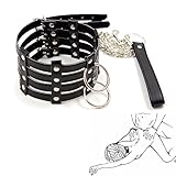 SUPKTHDY Halskette SM Choker Leder Harness Frauen Männer Halsbänder BDSM Fesseln Sex Set Bondageset Gothic Halsband mit Leine Ketten Fetisch Sexspielzeug für Paare Extrem Sex Toys