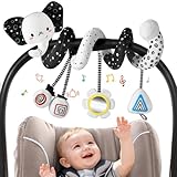 URMYWO Kinderwagen Spielzeug - Schwarz Weiss Activity Spirale Spielzeug, Hängen Plüsch Kontrast Spielzeug Baby für Kinderbett/Autositz, Neugeborene Geschenk für 0 3 6 12 Monat
