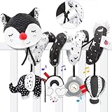 RichDeer Kinderwagen Spielzeug Kinderbett Spirale Spielzeug Autositz,Schwarz Weiss Baby, Activity Spirale Baby, Spielbogen Kinderwagenkette für Babys 0-6 Monate