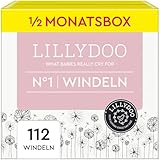 LILLYDOO hautfreundliche Windeln Größe 1 (2-5 kg), Halbmonatsbox (112 Windeln)