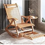 Zero Gravity Liegestuhl, Faltbare Schaukelstühle for Erwachsene Holz Bambus Stabile Komfort Garten Liegestühle Faltbare Liege Belastbar 200kg