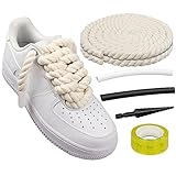 Endoto dicke Schnürsenkel für Air Force 1, klobige gedrehte runde Baumwoll-schuhbänder mit DIY-Anpassungszubehör für AF1 Sneaker-Schuhe, Big seil Rope Laces (Beige, Größe: 12,7 mm)