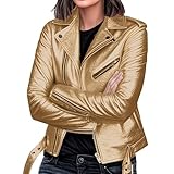 Damen Leder Motorradjacke Damen Lederjacke Kurzmantel Übergroße Herbstmode Outfits