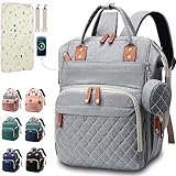 SHITIESHOU Wickeltasche, Rucksack, Babytasche, Mädchen, Jungen, Wickeltasche für Vater, Mutter, mit Pad, 16 Taschen, Schnullertasche, große Wickeltaschen, Uni für Reisen (Grau)
