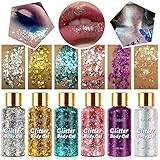 6Pcs Glitzer Gesicht, Body Glitter für Make-up, Festival Glitzer Gesicht Für Augen und Lippen, Maniküre DIY Glitter, Face Glitter für dauerhaften Glanz, Long-Lasting Mermaid Sequins Chunky Glitter kit