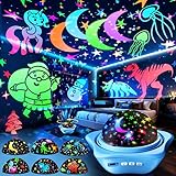 One Fire Sternenhimmel Projektor Kinder, 96 Lichtmodi Nachtlicht Kinder Nachtlicht Baby, 2400mAh Akku LED Projektor Baby Sternenhimmel Nachttischlampe 360° Drehung Geschenke Junge Kinderzimmer Deko