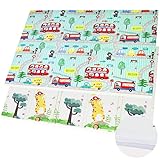 CCLIFE Krabbelmatte Baby Spielmatte Kinder 196x175x1.8cm Faltbar Spielteppich Spielunterlage Groß Rutschfest Beidseitig Tragbar Wasserdicht Innen Außen Bunt,CushHom