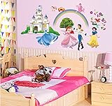 ufengke® Prinzessin Schloss Prinzessin und Prinz Wandsticker, Kinderzimmer Babyzimmer Entfernbare Wandtattoos Wandbilder