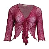 Kiran Fashion Damen-Bolero, 3/4-Ärmel, Feinstrick-Bolero, bauchfrei, dehnbar, Einheitsgröße, magenta, Einheitsgröße