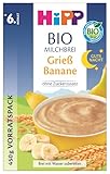 HiPP Bio-Milchbreie ohne Zuckerzusatz, Gute-Nacht-Brei Grieß Banane, Vorratspackung (4x450g)