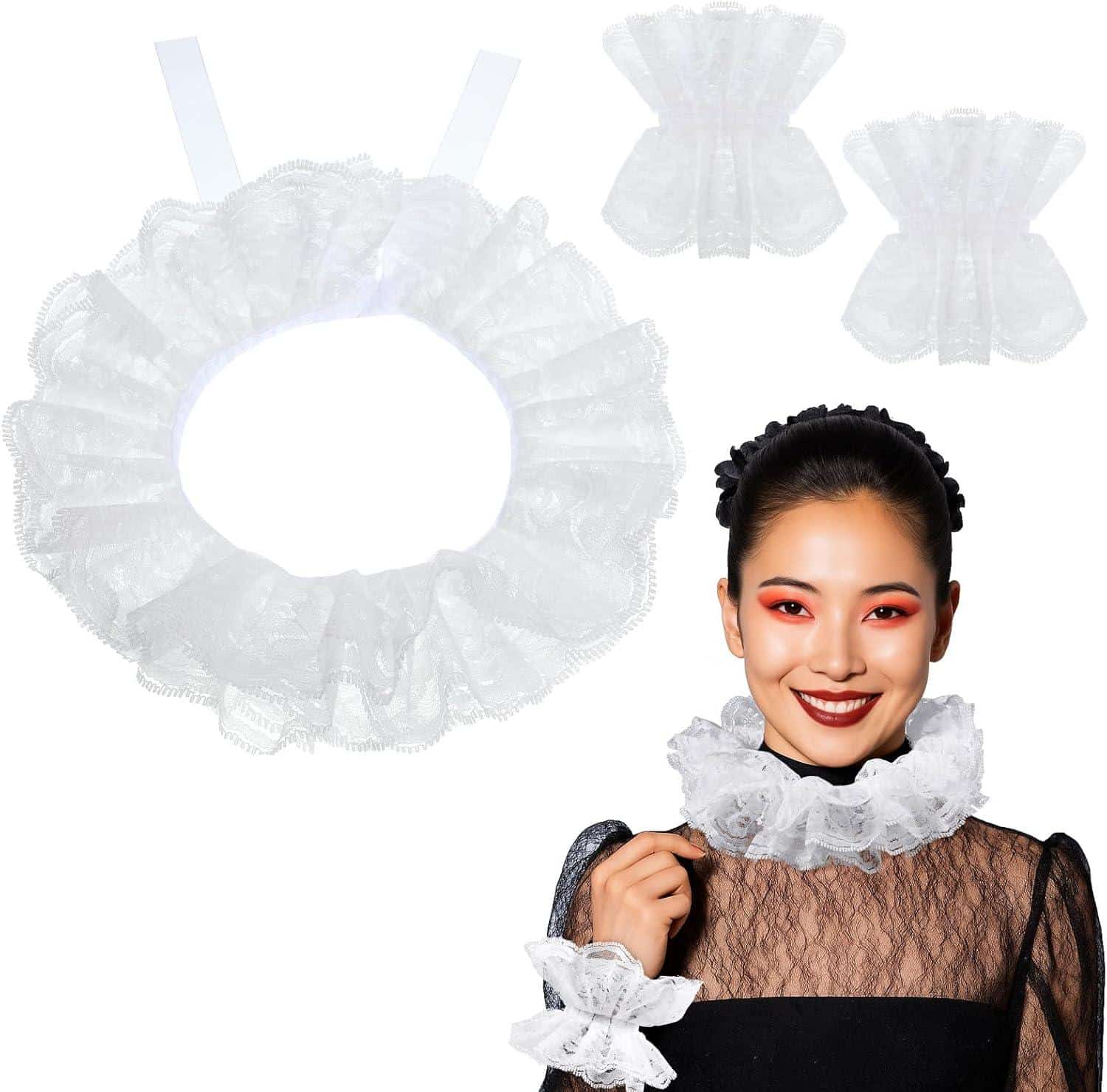 Elegante Kostüm-Accessoires: Rüschenkragen & -ärmelsätze